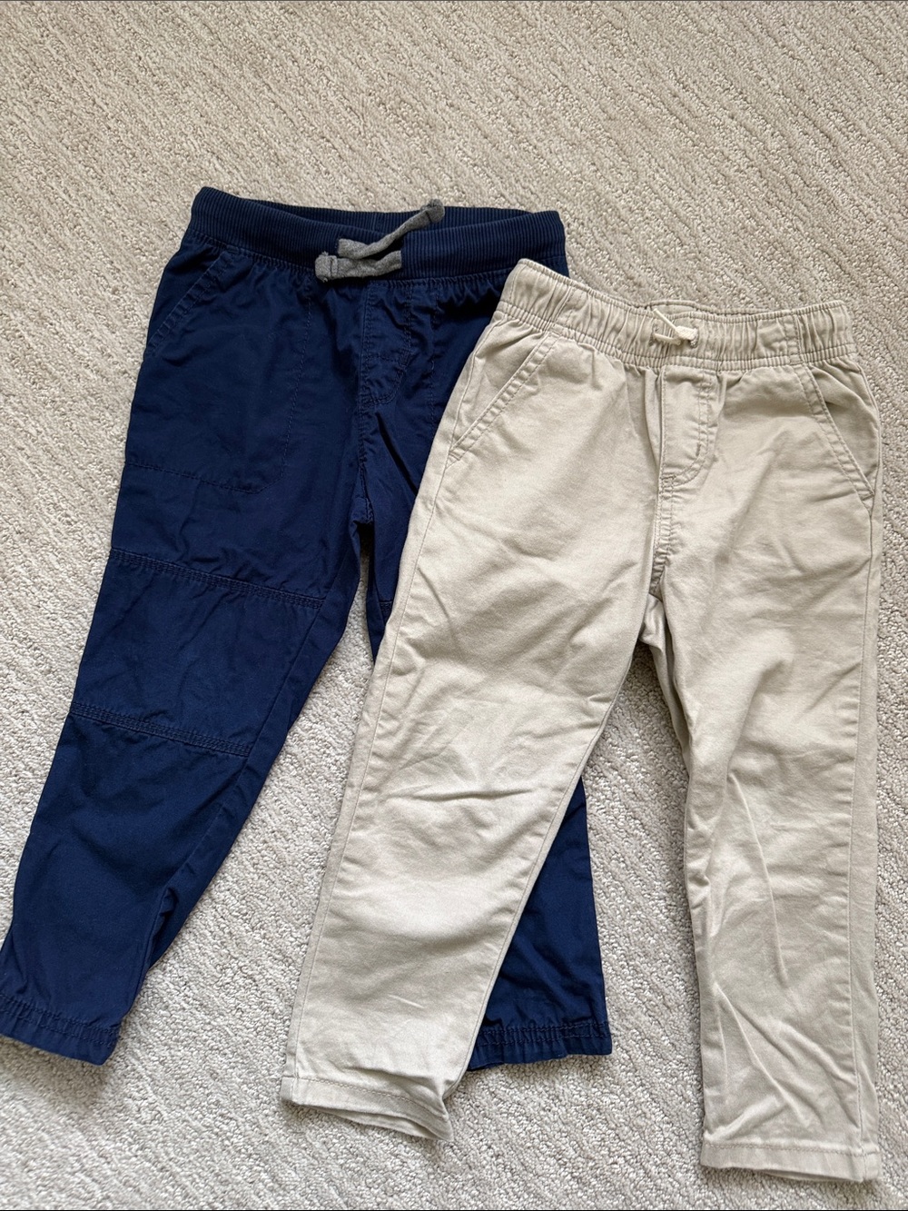 Kids Elastic-Waist Jogger Pants - Navy and Light Khaki